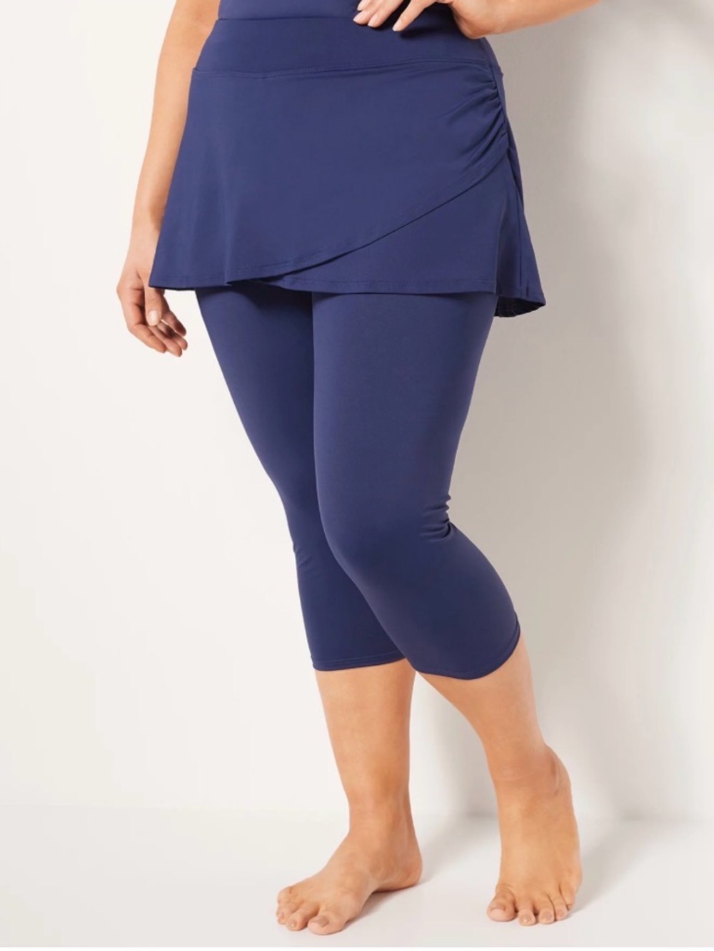 Lands’ End 1X Navy Skirted Swim Leggings NWT Capri Modest Tummy - Picture 2 of 7